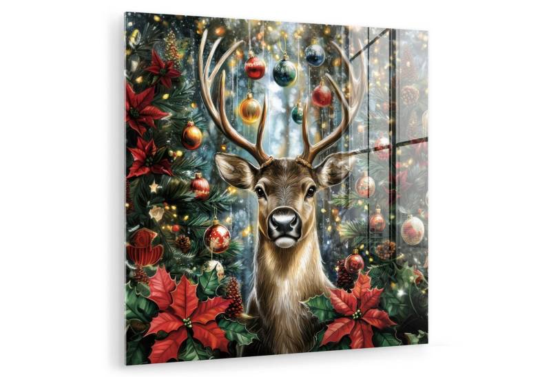 MuchoWow Acrylglasbild Weihnachtsfeier - Tannenwald - Rot, Inkl. Aufhängung, Bilder auf Glas Wandbild, Wanddeko Wohnzimmer Badezimmer, 20x20 cm MuchoWow Acrylglasbild Weihnachtsfeier - Tannenwald - Rot, Inkl. Aufhängung, Bilder auf Glas Wandbild, Wanddeko Wohnzimmer Badezimmer, 20x20 cm von MuchoWow