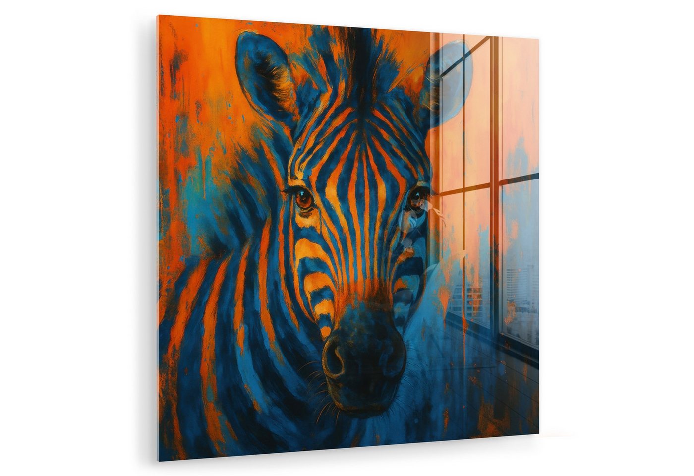 MuchoWow Acrylglasbild Zebra - Abstrakt - Blau, Inkl. Aufhängung, Bilder auf Glas Wandbild, Wanddeko Wohnzimmer Badezimmer, 20x20 cm MuchoWow Acrylglasbild Zebra - Abstrakt - Blau, Inkl. Aufhängung, Bilder auf Glas Wandbild, Wanddeko Wohnzimmer Badezimmer, 20x20 cm von MuchoWow