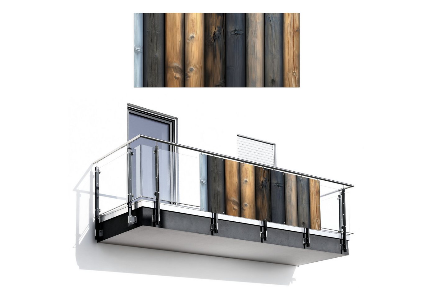 MuchoWow Balkonsichtschutz Holz - Dielen - Gemischt (1-St) Balkon Sichtschutz 90x200, Windschutz für Zaun PVC, 200x90 cm von MuchoWow