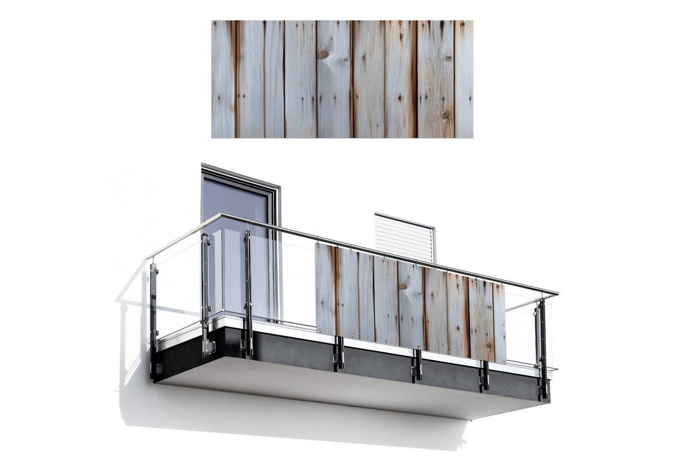 MuchoWow Balkonsichtschutz Holz - Regale - Verwittert (1-St) Balkon Sichtschutz 90x200, Windschutz für Zaun PVC, 200x90 cm von MuchoWow