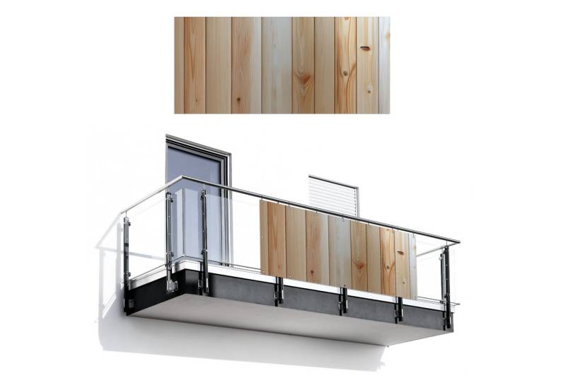 MuchoWow Balkonsichtschutz Holz - Regale - Licht (1-St) Balkon Sichtschutz 90x200, Windschutz für Zaun PVC, 200x90 cm von MuchoWow