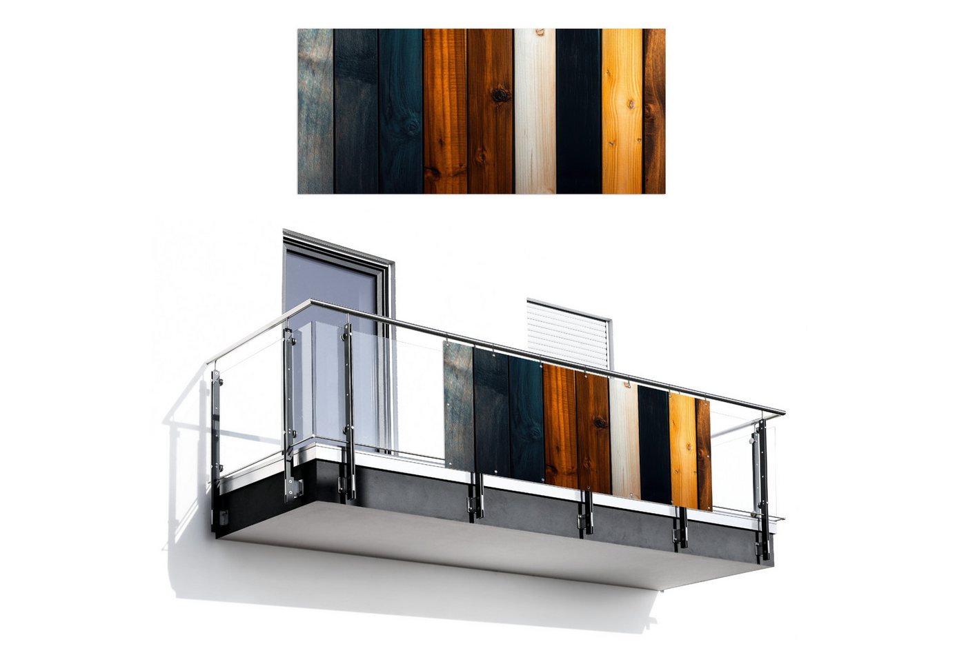MuchoWow Balkonsichtschutz Holz - Regale - Dunkel - Warm (1-St) Balkon Sichtschutz 90x200, Windschutz für Zaun PVC, 200x90 cm von MuchoWow