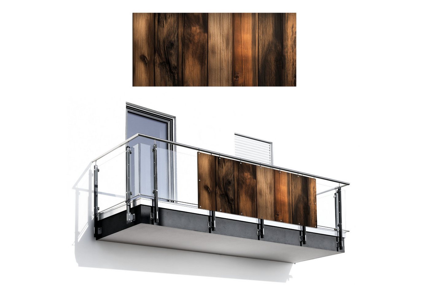MuchoWow Balkonsichtschutz Holz - Rustikal - Dunkle Dielen (1-St) Balkon Sichtschutz 90x200, Windschutz für Zaun PVC, 200x90 cm von MuchoWow