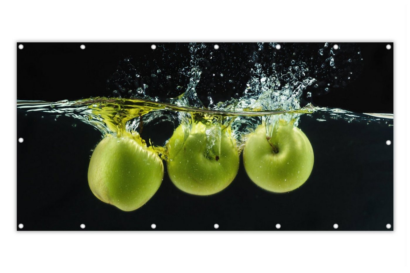 MuchoWow Balkonsichtschutz Äpfel - Obst - Wasser - Schwarz - Grün (1-St) Balkon Sichtschutz 90x200, Windschutz für Zaun PVC, 200x90 cm von MuchoWow