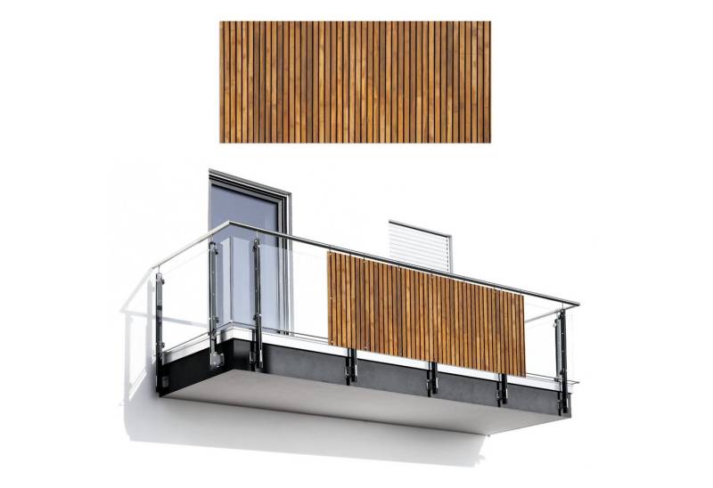 MuchoWow Balkonsichtschutz Latte - Wand - Latte - Holz (1-St) Balkon Sichtschutz 90x200, Windschutz für Zaun PVC, 200x90 cm von MuchoWow