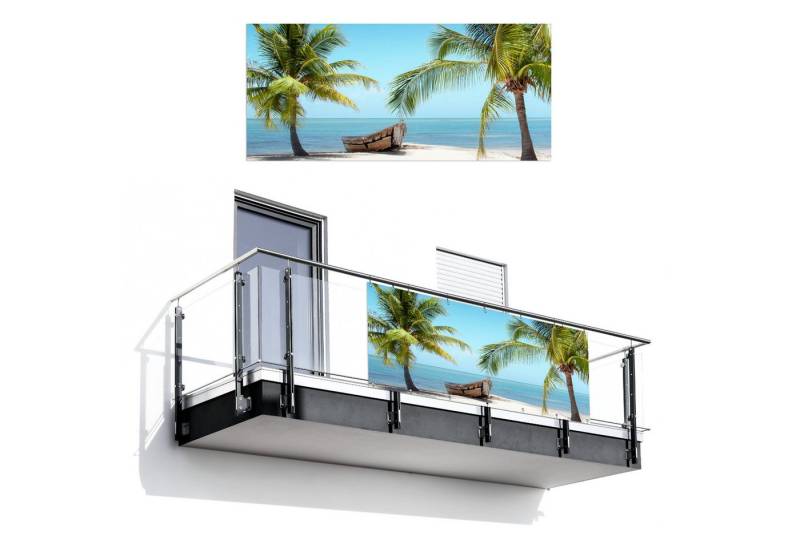 MuchoWow Balkonsichtschutz Meer - Boot - Strand - Natur (1-St) Balkon Sichtschutz 90x200, Windschutz für Zaun PVC, 200x90 cm von MuchoWow