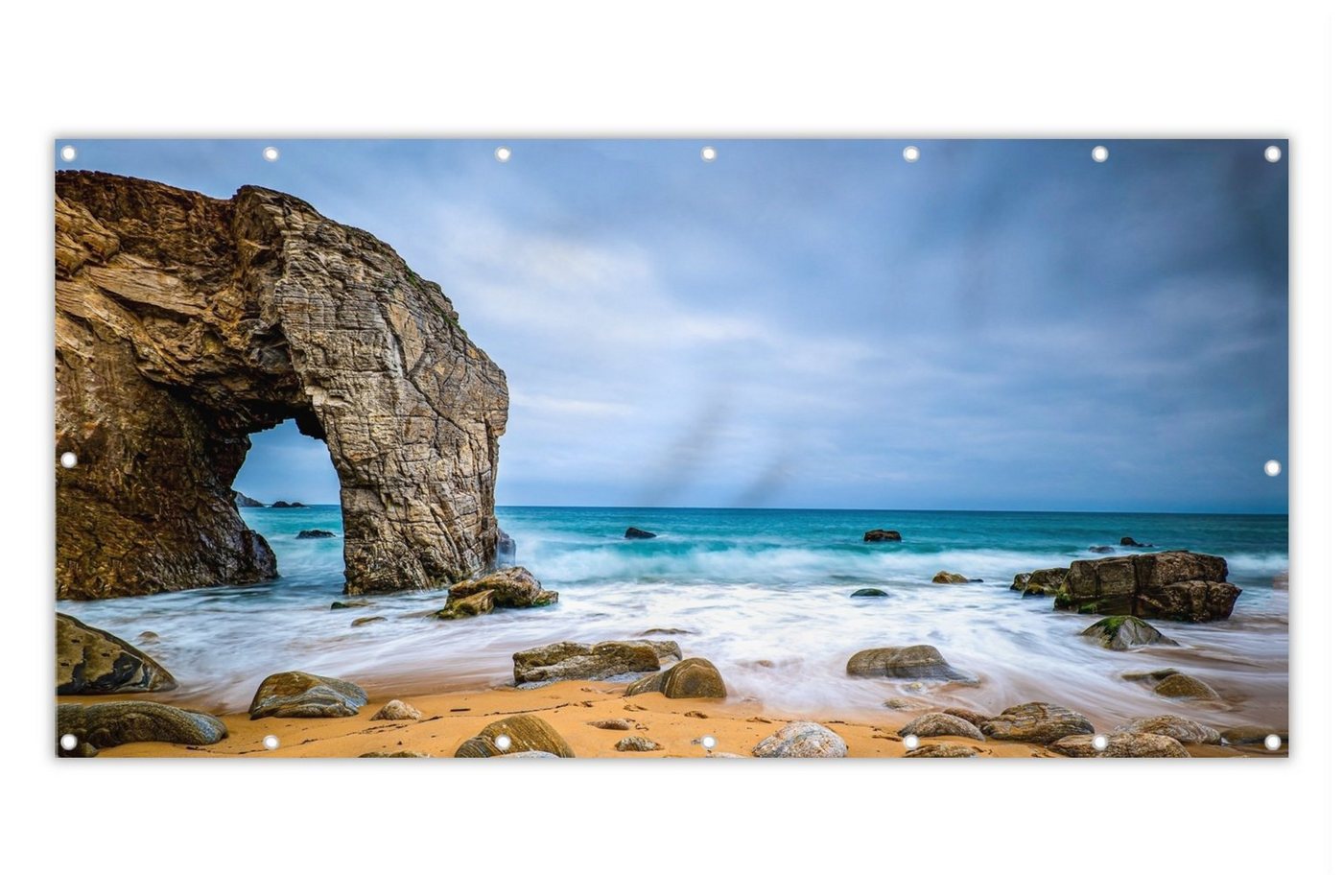 MuchoWow Balkonsichtschutz Steine - Wasser - Strand - Felsen - Wellen (1-St) Balkonbanner, Sichtschutz für den Balkon, Robustes und wetterfest von MuchoWow