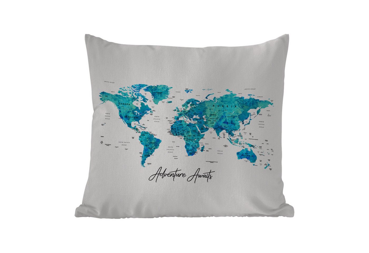 MuchoWow Dekokissen Weltkarte - Blau - Farbenfroh, Kissenbezüge, Kissenhülle, Kissen, Outdoor, 40x40 cm MuchoWow Dekokissen Weltkarte - Blau - Farbenfroh, Kissenbezüge, Kissenhülle, Kissen, Outdoor, 40x40 cm von MuchoWow