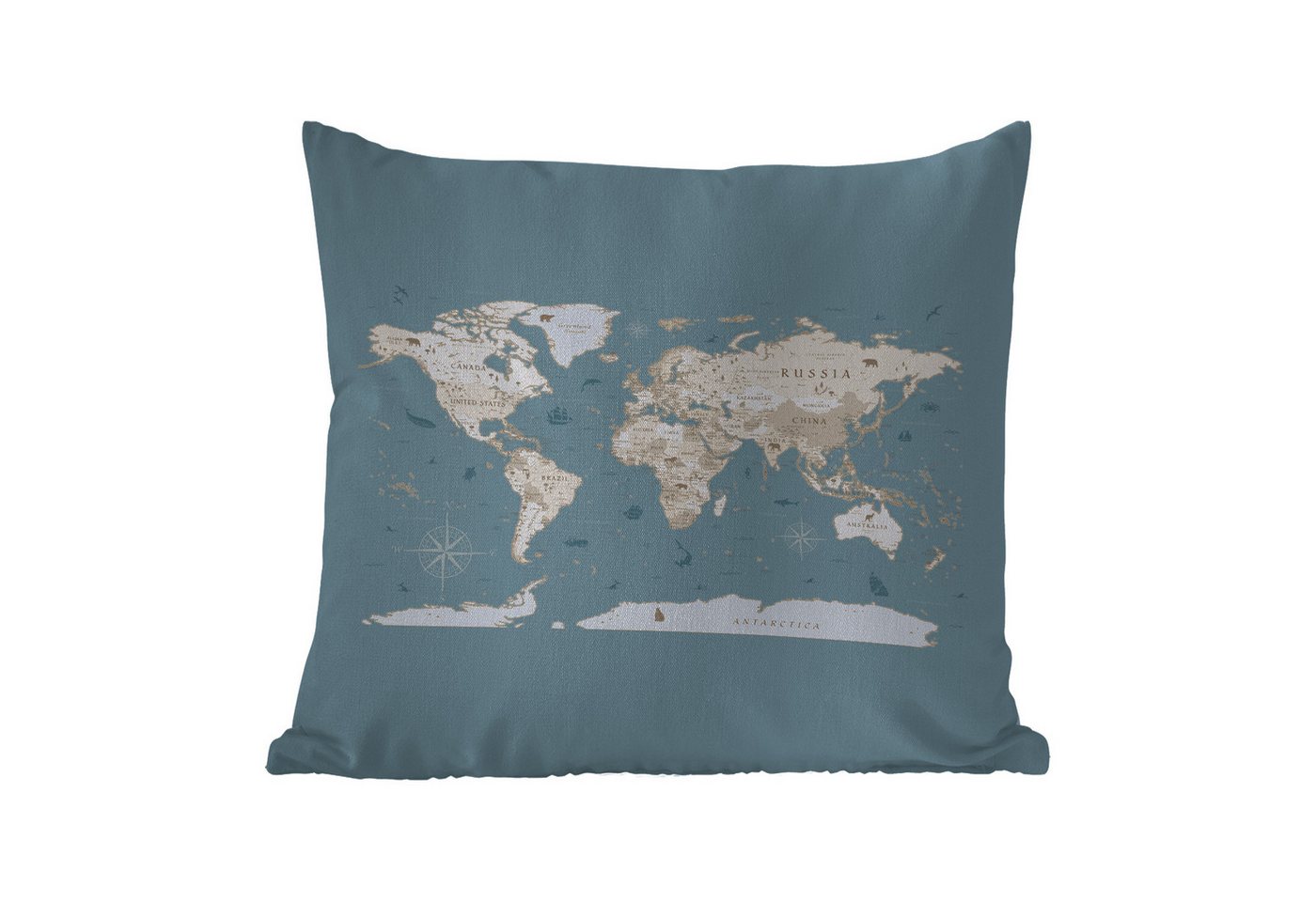 MuchoWow Dekokissen Weltkarte - Ozean - Realistisch - Blau, Kissenbezüge, Kissenhülle, Kissen, Outdoor, 40x40 cm MuchoWow Dekokissen Weltkarte - Ozean - Realistisch - Blau, Kissenbezüge, Kissenhülle, Kissen, Outdoor, 40x40 cm von MuchoWow