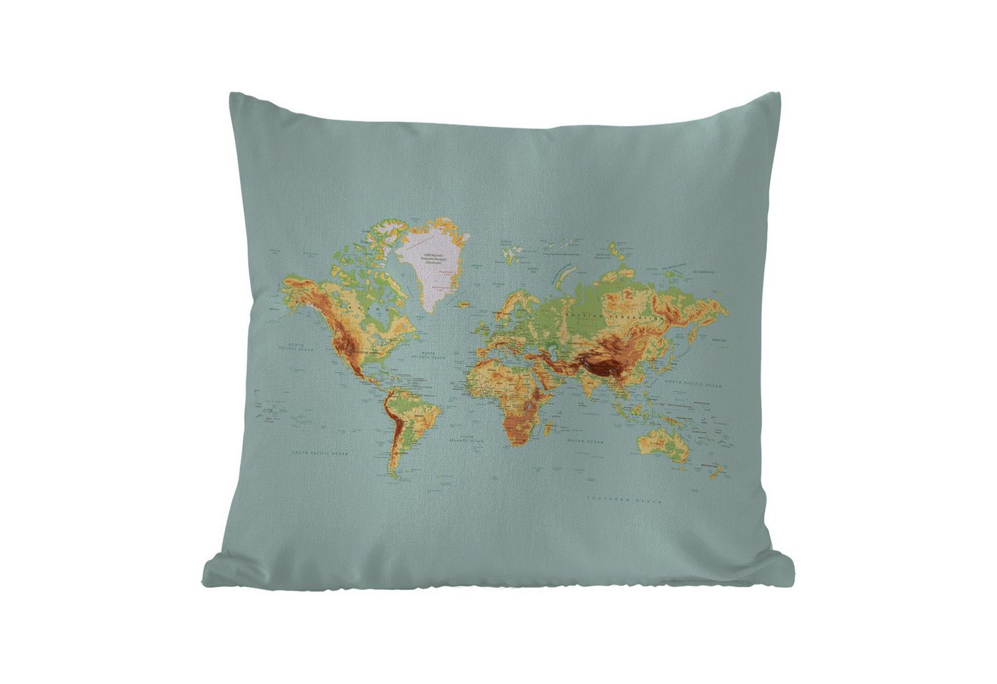 MuchoWow Dekokissen Weltkarte - Realistisch - Blau, Kissenbezüge, Kissenhülle, Kissen, Outdoor, 40x40 cm MuchoWow Dekokissen Weltkarte - Realistisch - Blau, Kissenbezüge, Kissenhülle, Kissen, Outdoor, 40x40 cm von MuchoWow