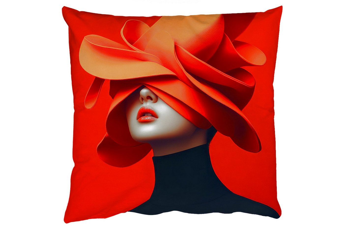 MuchoWow Dekokissen Orange - Hut - Frau, Zierkissen mit Füllung für Wohnzimmer, Sofakissen, 40x40 cm MuchoWow Dekokissen Orange - Hut - Frau, Zierkissen mit Füllung für Wohnzimmer, Sofakissen, 40x40 cm von MuchoWow