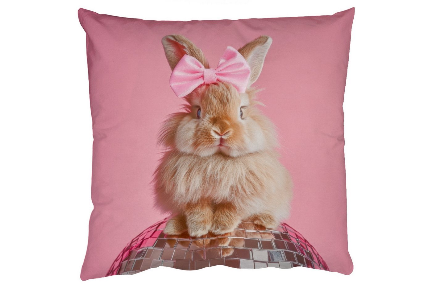 MuchoWow Dekokissen Schleife - Discoball - Kaninchen, Zierkissen mit Füllung für Wohnzimmer, Sofakissen, 40x40 cm MuchoWow Dekokissen Schleife - Discoball - Kaninchen, Zierkissen mit Füllung für Wohnzimmer, Sofakissen, 40x40 cm von MuchoWow
