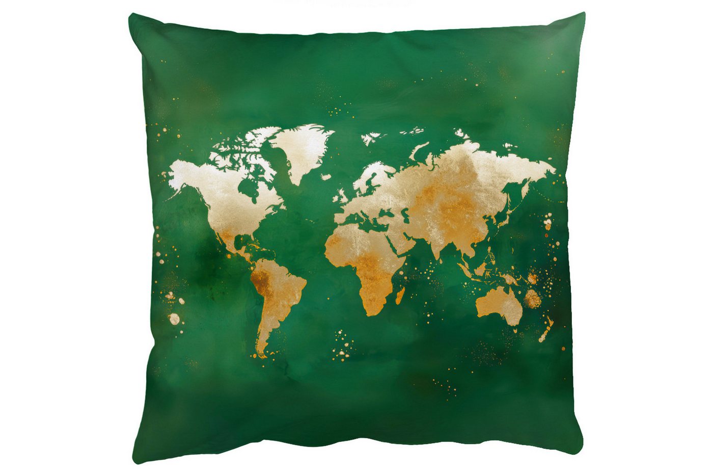 MuchoWow Dekokissen Weltkarte - Grün - Gold, Zierkissen mit Füllung für Wohnzimmer, Sofakissen, 40x40 cm MuchoWow Dekokissen Weltkarte - Grün - Gold, Zierkissen mit Füllung für Wohnzimmer, Sofakissen, 40x40 cm von MuchoWow