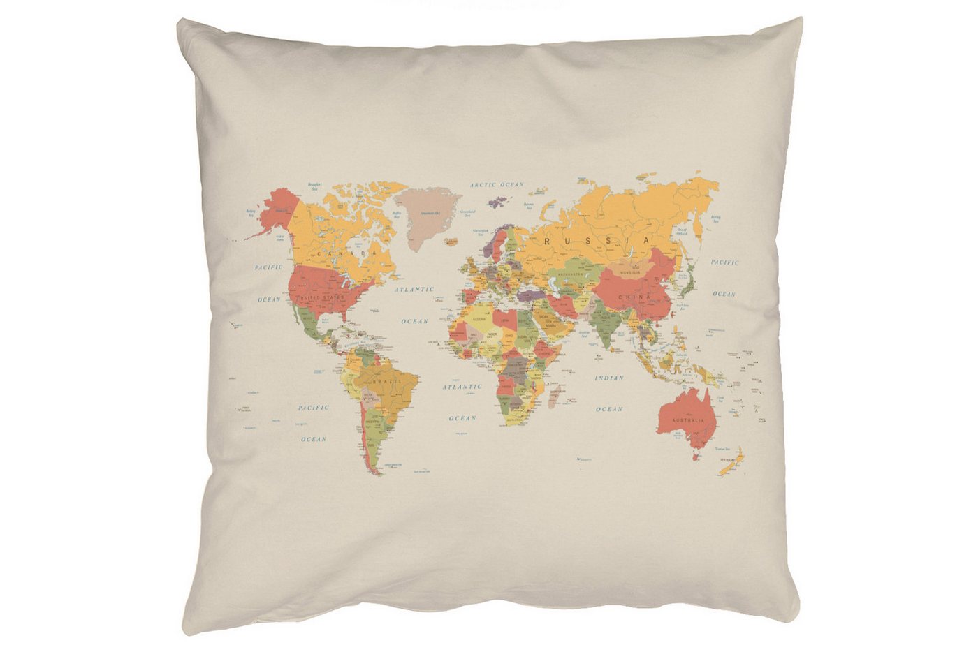 MuchoWow Dekokissen Weltkarte - Realistisch - Beige, Zierkissen mit Füllung für Wohnzimmer, Sofakissen, 40x40 cm MuchoWow Dekokissen Weltkarte - Realistisch - Beige, Zierkissen mit Füllung für Wohnzimmer, Sofakissen, 40x40 cm von MuchoWow