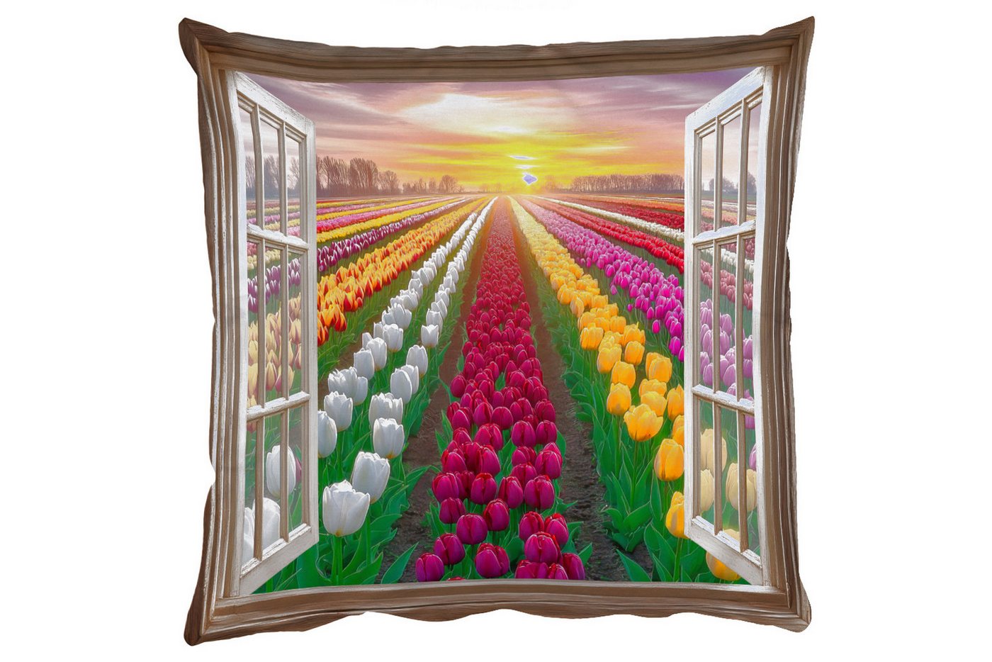 MuchoWow Dekokissen Ausblick - Blumen - Tulpen - Bunt - Sonnenuntergang, Zierkissen mit Füllung für Wohnzimmer, Sofakissen, 40x40 cm MuchoWow Dekokissen Ausblick - Blumen - Tulpen - Bunt - Sonnenuntergang, Zierkissen mit Füllung für Wohnzimmer, Sofakissen, 40x40 cm von MuchoWow