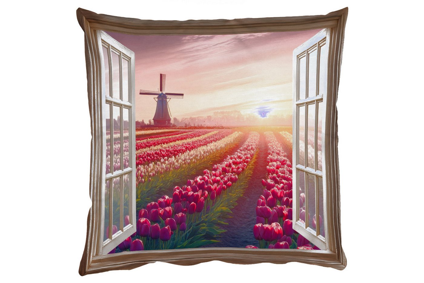 MuchoWow Dekokissen Ausblick - Tulpen - Sonnenuntergang - Blumen - Bunt, Zierkissen mit Füllung für Wohnzimmer, Sofakissen, 40x40 cm MuchoWow Dekokissen Ausblick - Tulpen - Sonnenuntergang - Blumen - Bunt, Zierkissen mit Füllung für Wohnzimmer, Sofakissen, 40x40 cm von MuchoWow