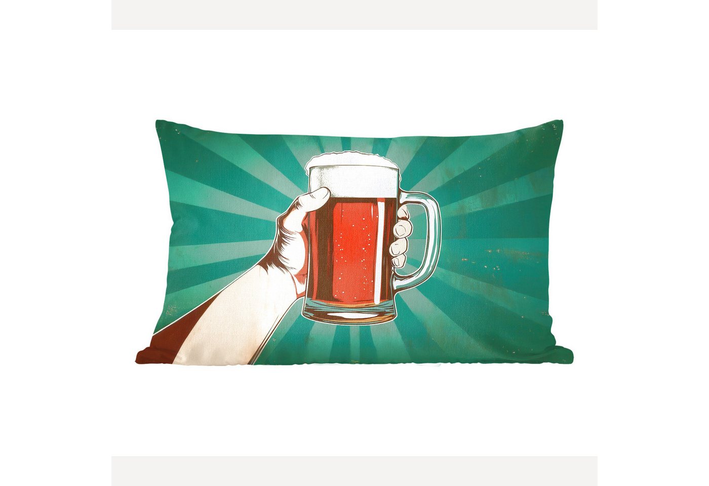 MuchoWow Dekokissen Bierglas - Schaumstoff - Retro - Grün, Zierkissen mit Füllung für Wohnzimmer, Sofakissen, 40x40 cm von MuchoWow