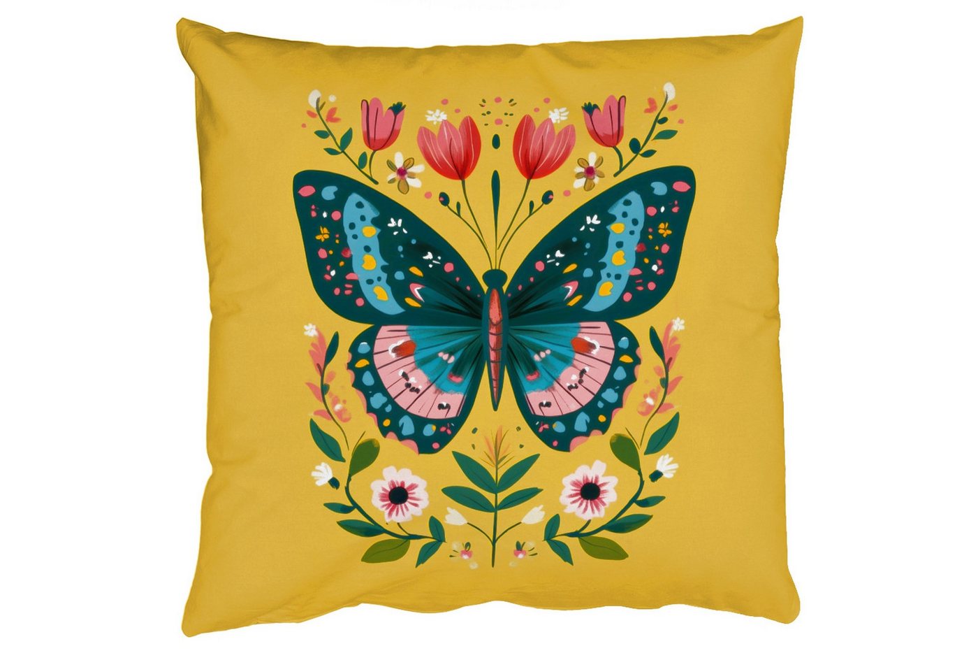 MuchoWow Dekokissen Blumen - Bunt - Schmetterling - Ornamental, Zierkissen mit Füllung für Wohnzimmer, Sofakissen, 40x40 cm MuchoWow Dekokissen Blumen - Bunt - Schmetterling - Ornamental, Zierkissen mit Füllung für Wohnzimmer, Sofakissen, 40x40 cm von MuchoWow