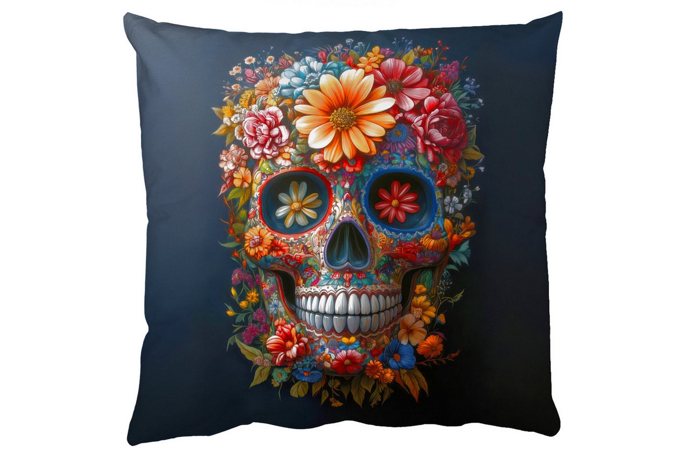 MuchoWow Dekokissen Blumen - Bunt - Totenkopf, Zierkissen mit Füllung für Wohnzimmer, Sofakissen, 40x40 cm MuchoWow Dekokissen Blumen - Bunt - Totenkopf, Zierkissen mit Füllung für Wohnzimmer, Sofakissen, 40x40 cm von MuchoWow