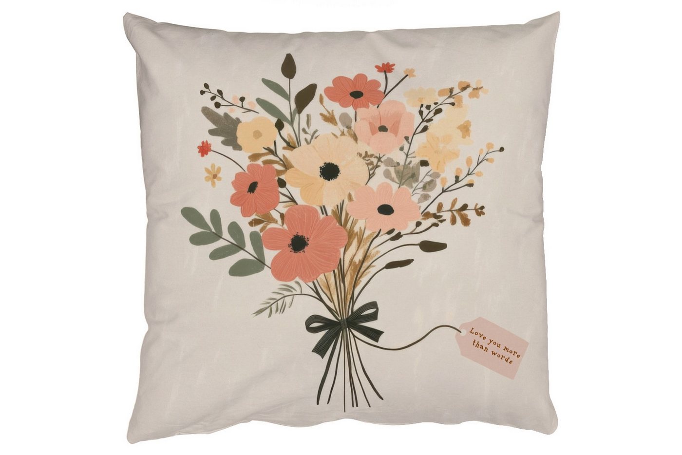 MuchoWow Dekokissen Blumen - Zitat - Beige - Farbband, Zierkissen mit Füllung für Wohnzimmer, Sofakissen, 40x40 cm MuchoWow Dekokissen Blumen - Zitat - Beige - Farbband, Zierkissen mit Füllung für Wohnzimmer, Sofakissen, 40x40 cm von MuchoWow