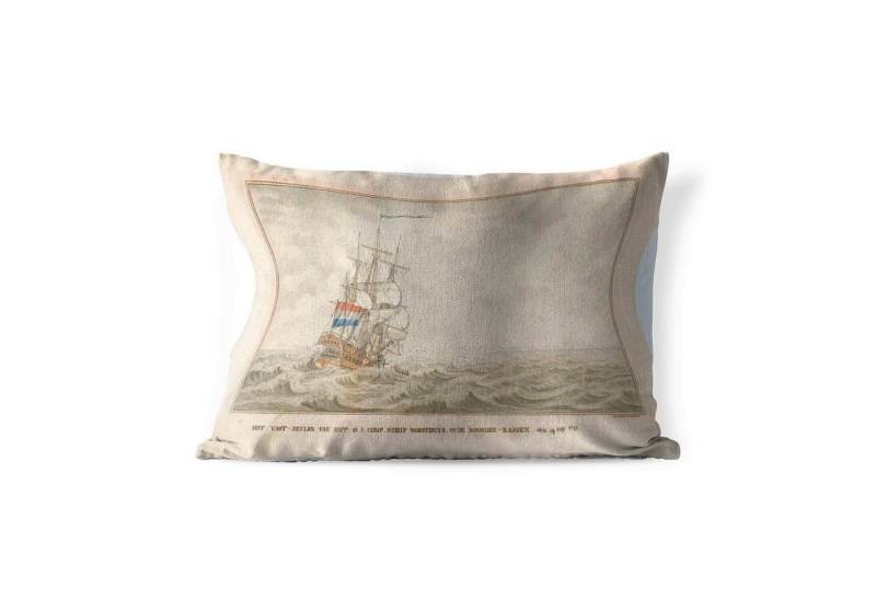 MuchoWow Dekokissen Das Schiff Woestduin läuft auf den Noorderrassen auf Grund - Gemälde v, Outdoor-Dekorationskissen, Kissen, Kissenbezug, 50x30 cm von MuchoWow