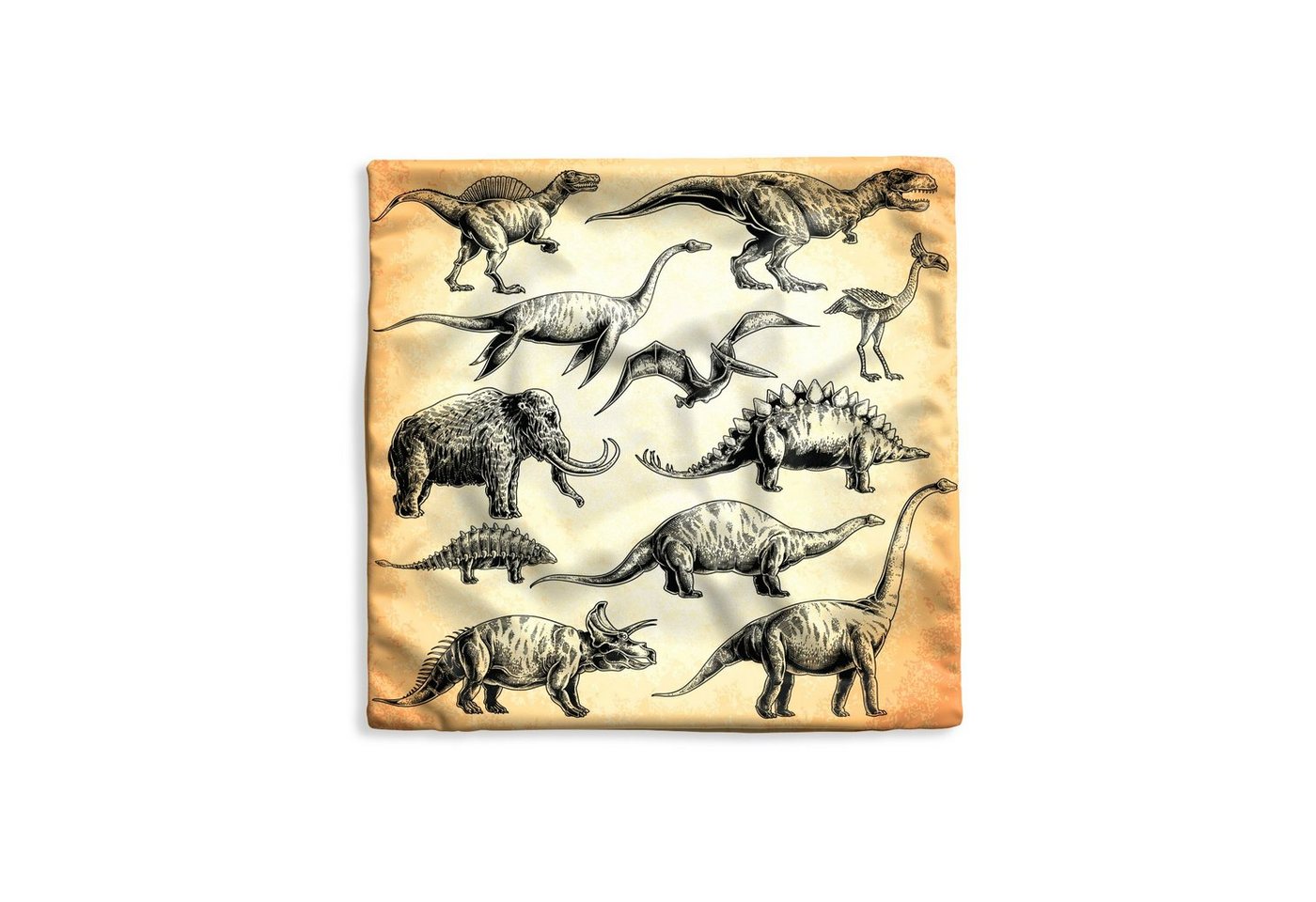 MuchoWow Dekokissen Dinosaurier - Vintage - Zeichnung - Kinder - Kinder - Kind, Kissenbezüge, Kissenhülle, Deko Kissenbezug, Kissen, 40x40 cm MuchoWow Dekokissen Dinosaurier - Vintage - Zeichnung - Kinder - Kinder - Kind, Kissenbezüge, Kissenhülle, Deko Kissenbezug, Kissen, 40x40 cm von MuchoWow
