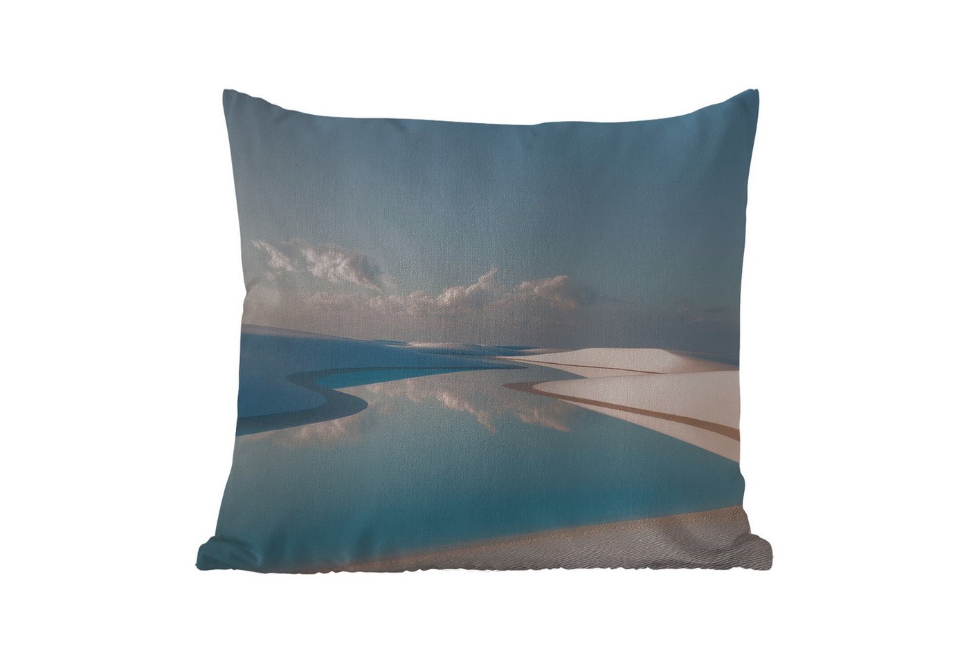 MuchoWow Dekokissen Dünen - Teich - Unendliche Stille, Kissenbezüge, Kissenhülle, Kissen, Outdoor, 40x40 cm von MuchoWow