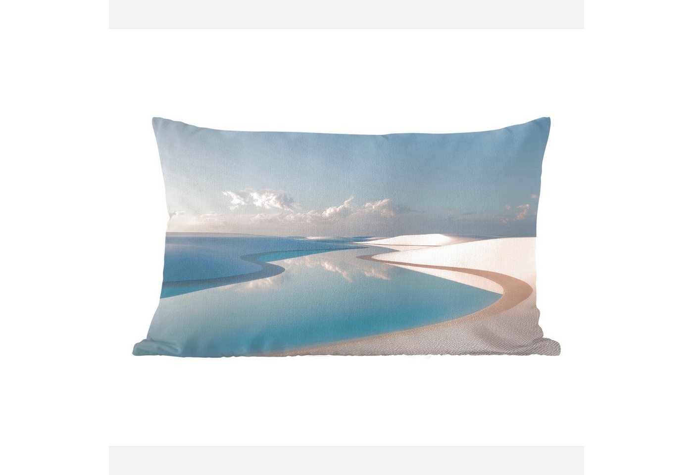 MuchoWow Dekokissen Dünen - Teich - Unendliche Stille, Dekoration, Zierkissen, Kissen mit Füllung, 50x30 cm von MuchoWow