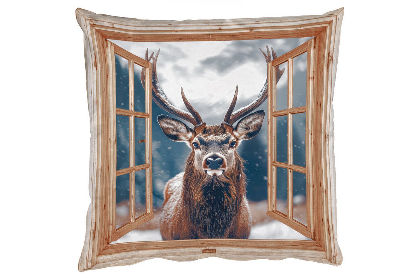 MuchoWow Dekokissen Durchblick - Hirsche - Tiere - Winterlandschaft - Schnee, Zierkissen mit Füllung für Wohnzimmer, Sofakissen, 40x40 cm MuchoWow Dekokissen Durchblick - Hirsche - Tiere - Winterlandschaft - Schnee, Zierkissen mit Füllung für Wohnzimmer, Sofakissen, 40x40 cm von MuchoWow