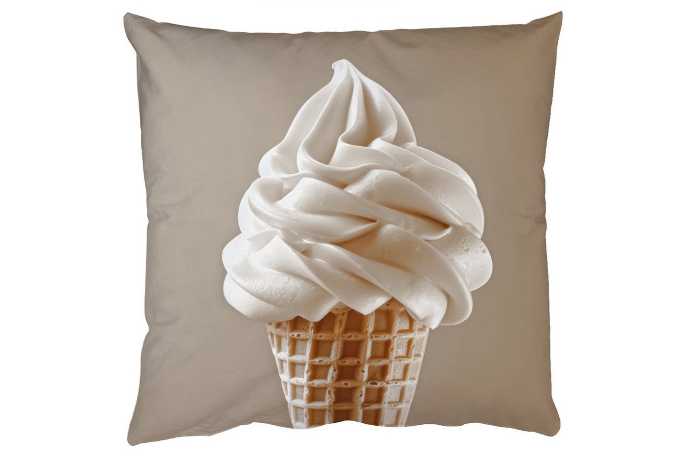 MuchoWow Dekokissen Eiscreme - Softeis - Cremig - Horn - Beige, Zierkissen mit Füllung für Wohnzimmer, Sofakissen, 40x40 cm MuchoWow Dekokissen Eiscreme - Softeis - Cremig - Horn - Beige, Zierkissen mit Füllung für Wohnzimmer, Sofakissen, 40x40 cm von MuchoWow