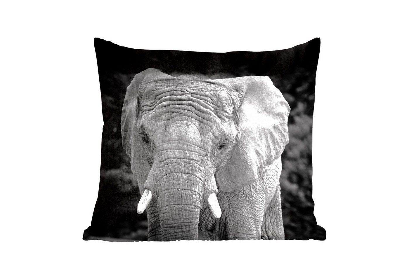MuchoWow Dekokissen Elefant - Afrika - Schwarz - Weiß, Zierkissen mit Füllung für Wohnzimmer, Sofakissen, 40x40 cm MuchoWow Dekokissen Elefant - Afrika - Schwarz - Weiß, Zierkissen mit Füllung für Wohnzimmer, Sofakissen, 40x40 cm von MuchoWow