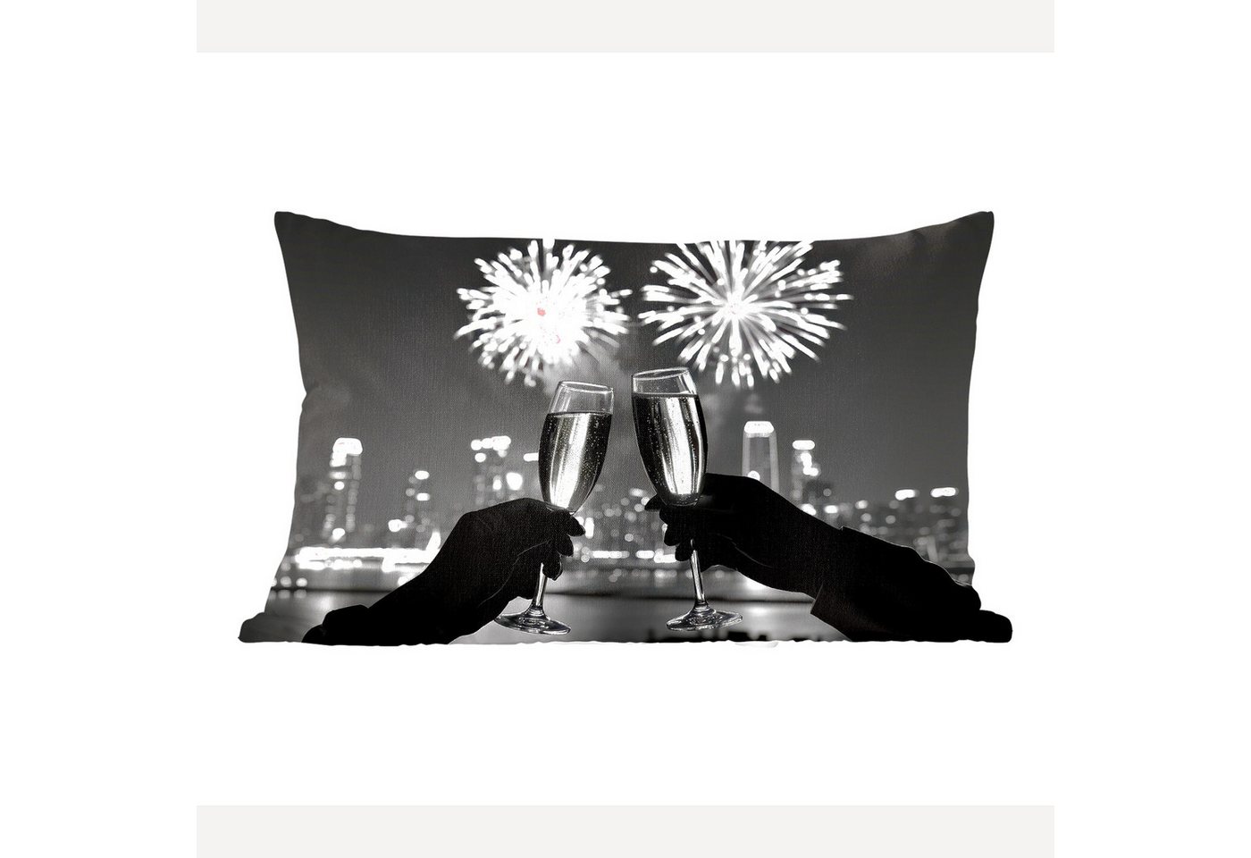 MuchoWow Dekokissen Feuerwerk - Prost - Skyline - Champagner, Dekoration, Zierkissen, Kissen mit Füllung, 50x30 cm MuchoWow Dekokissen Feuerwerk - Prost - Skyline - Champagner, Dekoration, Zierkissen, Kissen mit Füllung, 50x30 cm von MuchoWow