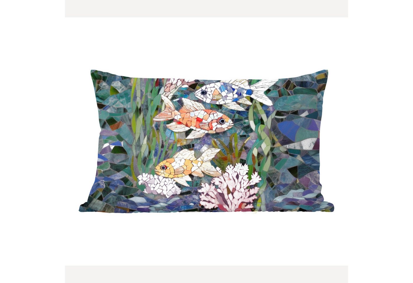 MuchoWow Dekokissen Fisch - Koralle - Meer - Mosaik, Dekoration, Zierkissen, Kissen mit Füllung, 50x30 cm MuchoWow Dekokissen Fisch - Koralle - Meer - Mosaik, Dekoration, Zierkissen, Kissen mit Füllung, 50x30 cm von MuchoWow