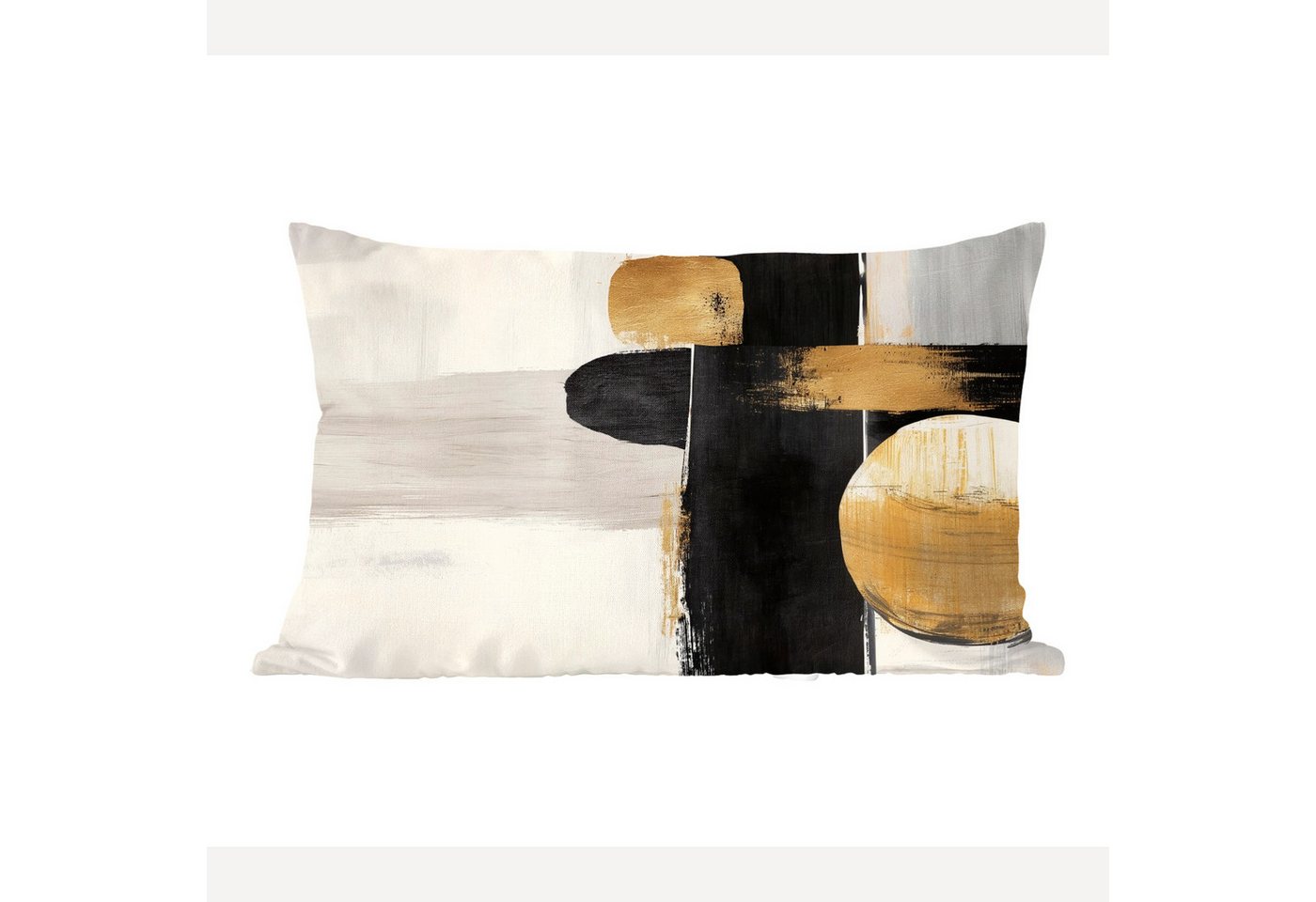 MuchoWow Dekokissen Formen - Pinselstriche - Abstrakt - Gold, Dekoration, Zierkissen, Kissen mit Füllung, 50x30 cm von MuchoWow