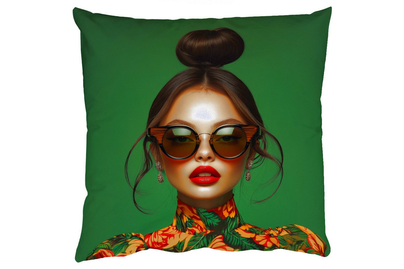 MuchoWow Dekokissen Frau - Grün - Modern - Brille - Abstrakt, Zierkissen mit Füllung für Wohnzimmer, Sofakissen, 40x40 cm MuchoWow Dekokissen Frau - Grün - Modern - Brille - Abstrakt, Zierkissen mit Füllung für Wohnzimmer, Sofakissen, 40x40 cm von MuchoWow