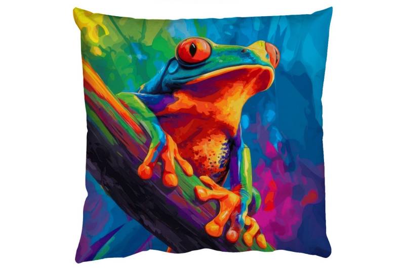 MuchoWow Dekokissen Frosch - Leuchtend bunt - Zweig - Regenbogen, Zierkissen mit Füllung für Wohnzimmer, Sofakissen, 40x40 cm MuchoWow Dekokissen Frosch - Leuchtend bunt - Zweig - Regenbogen, Zierkissen mit Füllung für Wohnzimmer, Sofakissen, 40x40 cm von MuchoWow