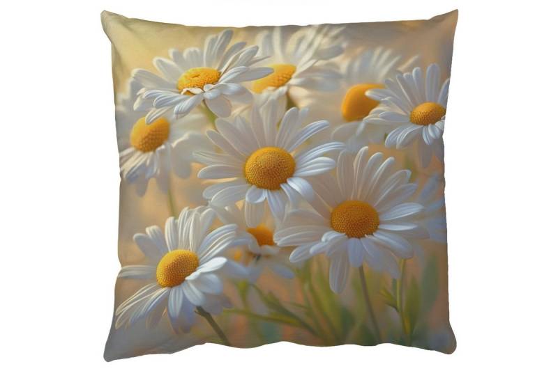 MuchoWow Dekokissen Gänseblümchen - Weiß - Sonnenlicht, Zierkissen mit Füllung für Wohnzimmer, Sofakissen, 40x40 cm von MuchoWow