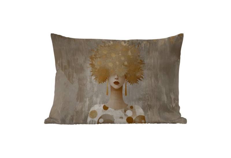 MuchoWow Dekokissen Gold - Porträt - Frau, Outdoor-Dekorationskissen, Kissen, Kissenbezug, 50x30 cm von MuchoWow