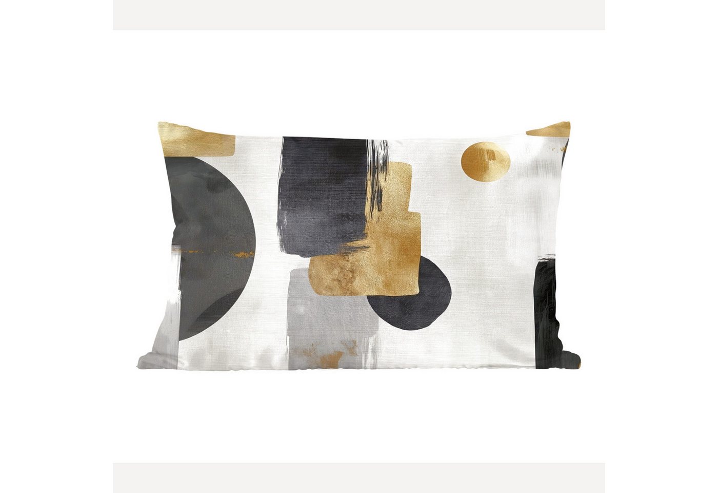 MuchoWow Dekokissen Gold - Rechtecke - Kreise - Abstrakt, Dekoration, Zierkissen, Kissen mit Füllung, 50x30 cm von MuchoWow