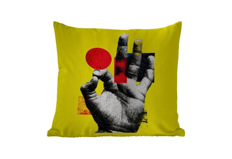 MuchoWow Dekokissen Hand - Roter Kreis - Gelb, Kissenbezüge, Kissenhülle, Kissen, Outdoor, 40x40 cm MuchoWow Dekokissen Hand - Roter Kreis - Gelb, Kissenbezüge, Kissenhülle, Kissen, Outdoor, 40x40 cm von MuchoWow