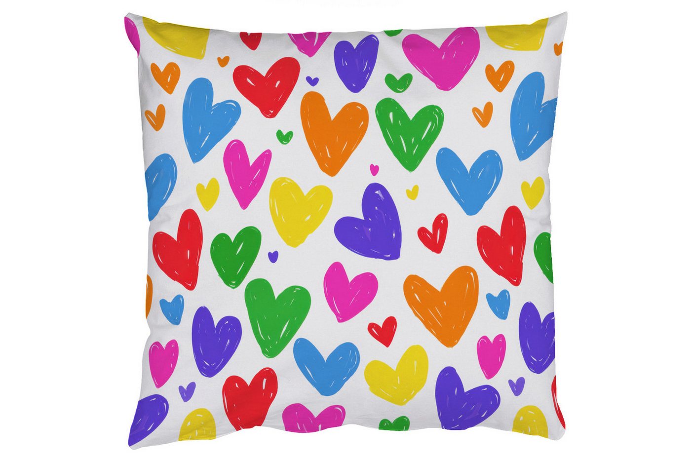 MuchoWow Dekokissen Herzen - Muster - Bunt - Zeichnung, Zierkissen mit Füllung für Wohnzimmer, Sofakissen, 40x40 cm MuchoWow Dekokissen Herzen - Muster - Bunt - Zeichnung, Zierkissen mit Füllung für Wohnzimmer, Sofakissen, 40x40 cm von MuchoWow