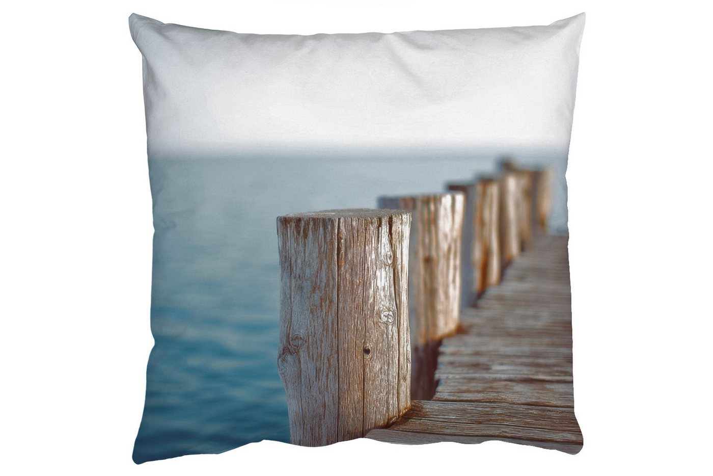 MuchoWow Dekokissen Hölzernes Gerüst - Strahlend blauer Himmel, Zierkissen mit Füllung für Wohnzimmer, Sofakissen, 40x40 cm von MuchoWow