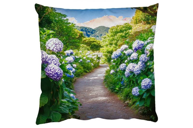 MuchoWow Dekokissen Hortsensia - Kröte - Blumen, Zierkissen mit Füllung für Wohnzimmer, Sofakissen, 40x40 cm von MuchoWow