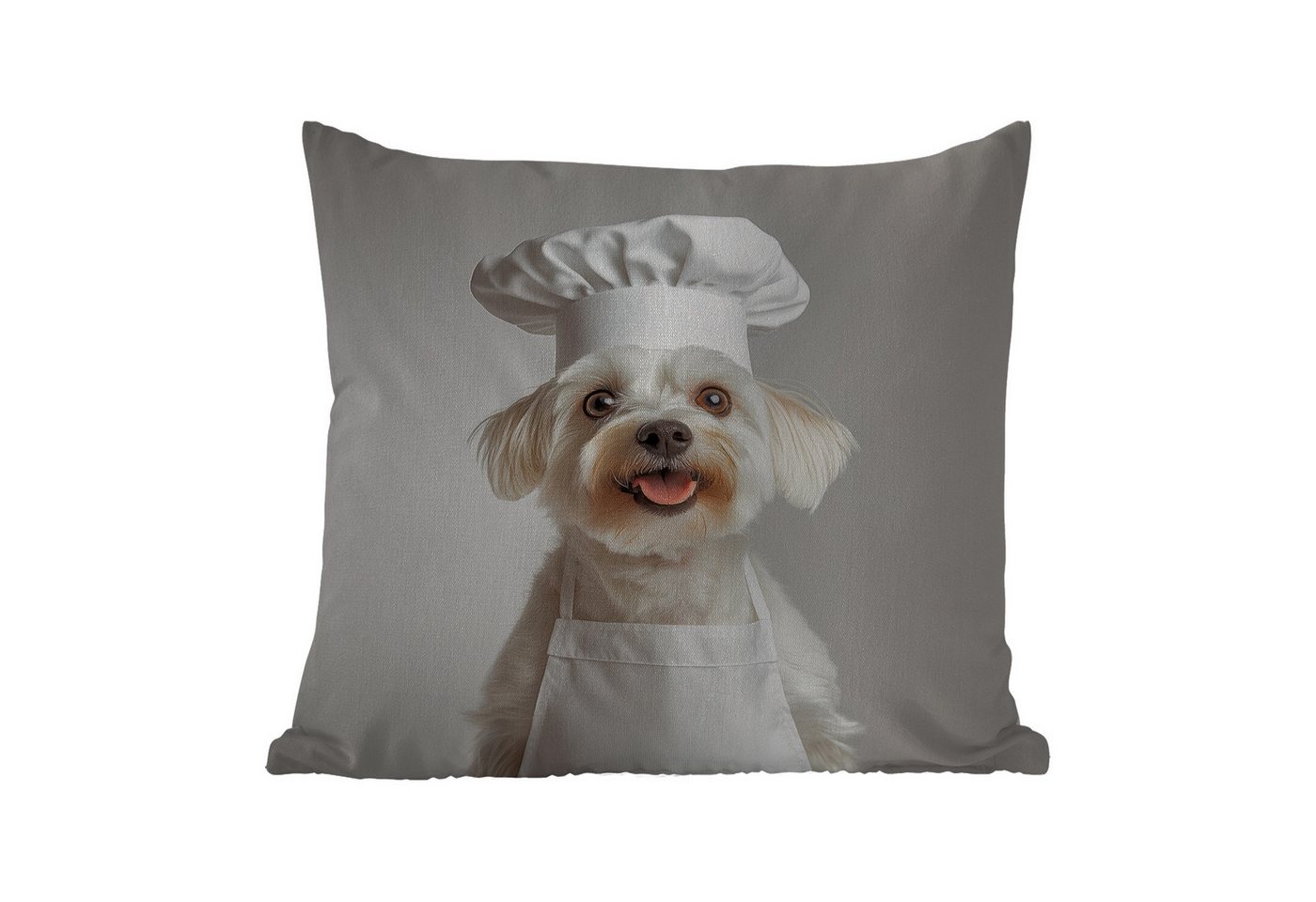 MuchoWow Dekokissen Hund - Weiß - Koch, Kissenbezüge, Kissenhülle, Kissen, Outdoor, 40x40 cm MuchoWow Dekokissen Hund - Weiß - Koch, Kissenbezüge, Kissenhülle, Kissen, Outdoor, 40x40 cm von MuchoWow
