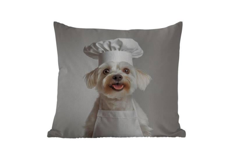 MuchoWow Dekokissen Hund - Weiß - Koch, Kissenbezüge, Kissenhülle, Kissen, Outdoor, 40x40 cm MuchoWow Dekokissen Hund - Weiß - Koch, Kissenbezüge, Kissenhülle, Kissen, Outdoor, 40x40 cm von MuchoWow