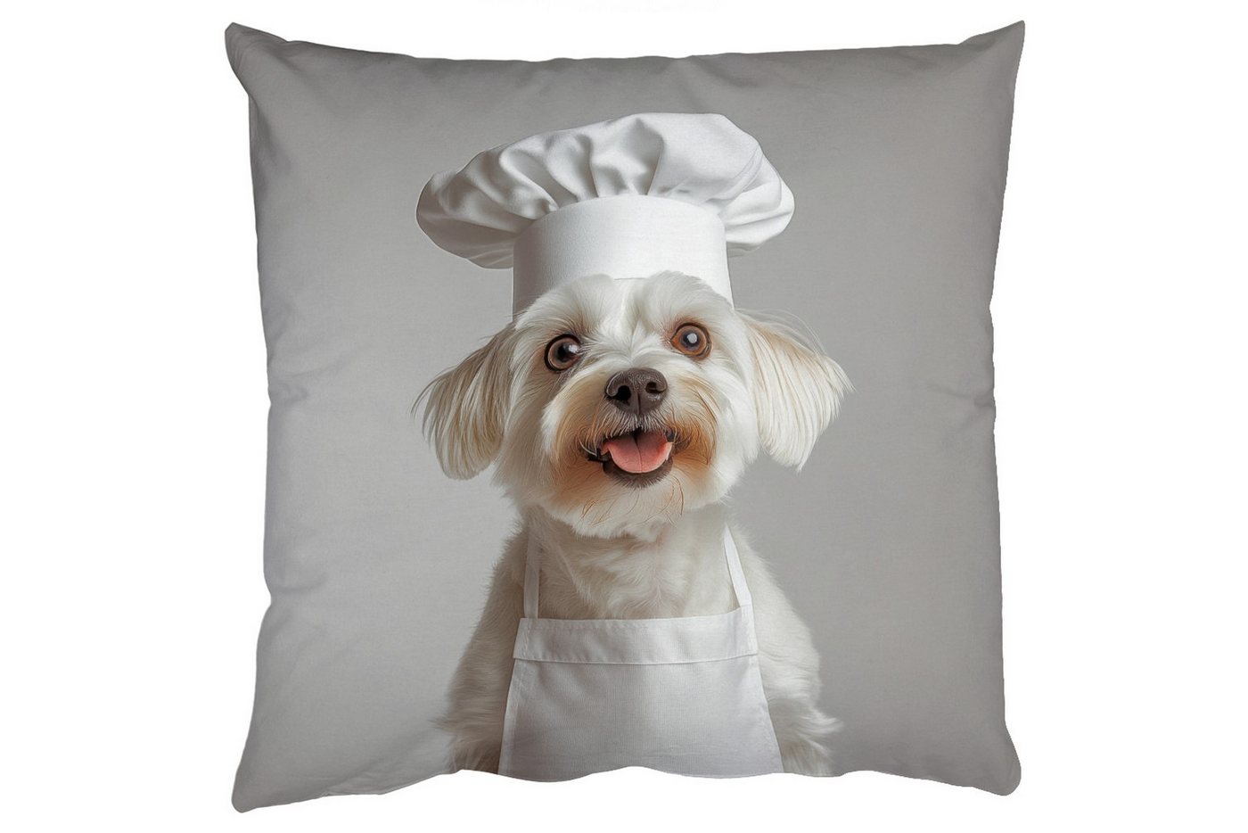MuchoWow Dekokissen Hund - Weiß - Koch, Zierkissen mit Füllung für Wohnzimmer, Sofakissen, 40x40 cm MuchoWow Dekokissen Hund - Weiß - Koch, Zierkissen mit Füllung für Wohnzimmer, Sofakissen, 40x40 cm von MuchoWow