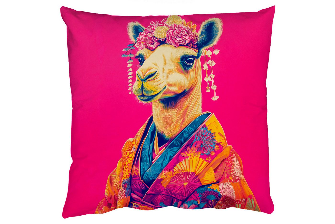 MuchoWow Dekokissen Kamel - Blumen - Kimono - Fächer, Zierkissen mit Füllung für Wohnzimmer, Sofakissen, 40x40 cm MuchoWow Dekokissen Kamel - Blumen - Kimono - Fächer, Zierkissen mit Füllung für Wohnzimmer, Sofakissen, 40x40 cm von MuchoWow