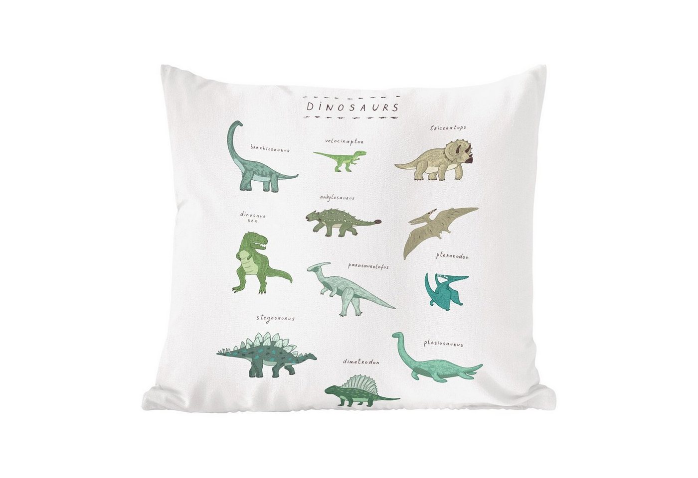MuchoWow Dekokissen Kinderzimmer - Dinosaurier - Weiß - Jungen - Mädchen - Kinder, Zierkissen mit Füllung für Wohnzimmer, Sofakissen, 40x40 cm MuchoWow Dekokissen Kinderzimmer - Dinosaurier - Weiß - Jungen - Mädchen - Kinder, Zierkissen mit Füllung für Wohnzimmer, Sofakissen, 40x40 cm von MuchoWow