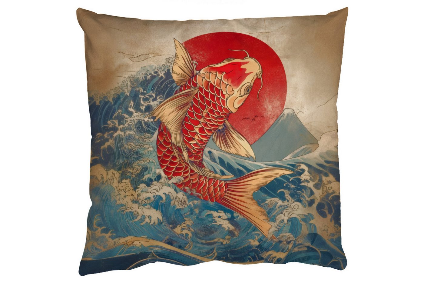 MuchoWow Dekokissen Koi - Meer - Wellen - Sonne, Zierkissen mit Füllung für Wohnzimmer, Sofakissen, 40x40 cm MuchoWow Dekokissen Koi - Meer - Wellen - Sonne, Zierkissen mit Füllung für Wohnzimmer, Sofakissen, 40x40 cm von MuchoWow