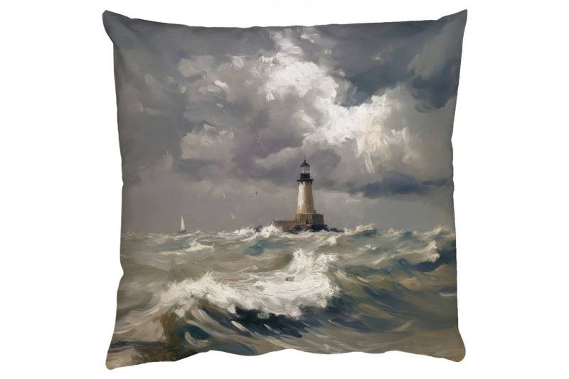 MuchoWow Dekokissen Leuchtturm - Wellen - Sturm, Zierkissen mit Füllung für Wohnzimmer, Sofakissen, 40x40 cm MuchoWow Dekokissen Leuchtturm - Wellen - Sturm, Zierkissen mit Füllung für Wohnzimmer, Sofakissen, 40x40 cm von MuchoWow
